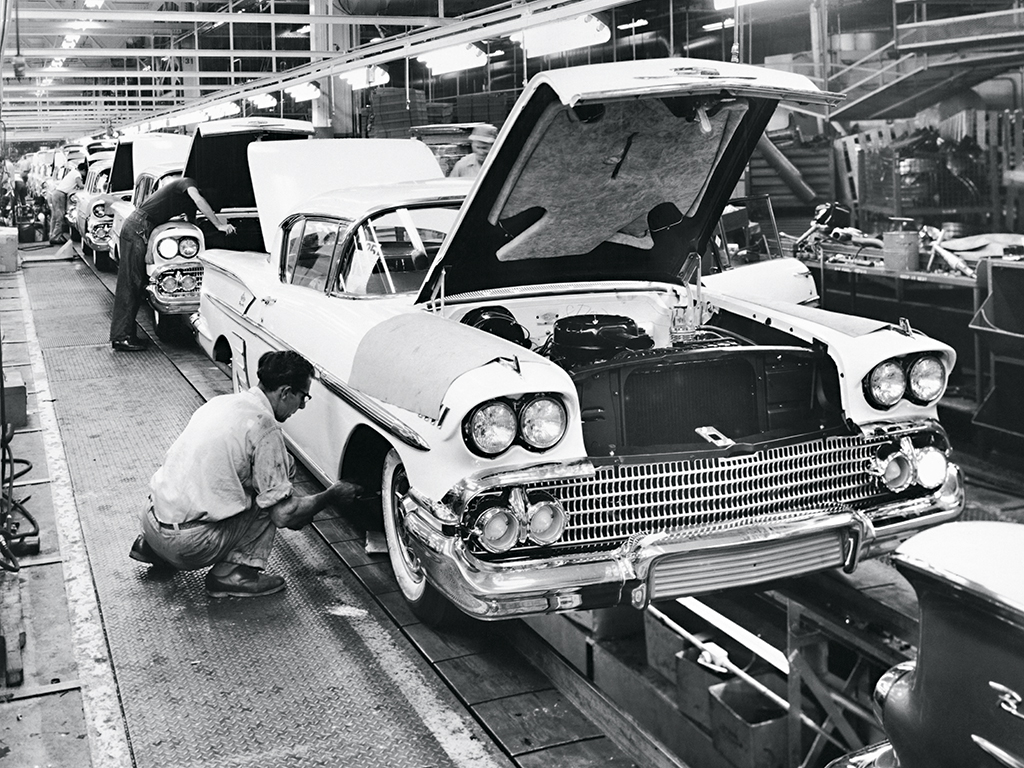 Detroit's automobile industry hit its peak in the 1950s
