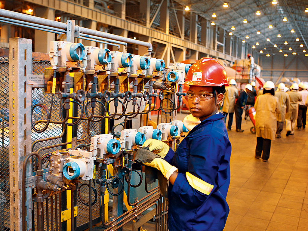 A worker at the Camden Power Station in Ermelo, Mpumalanga
