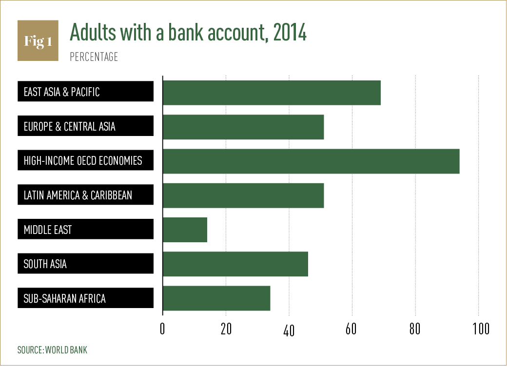 Adults with a bank account, 2014