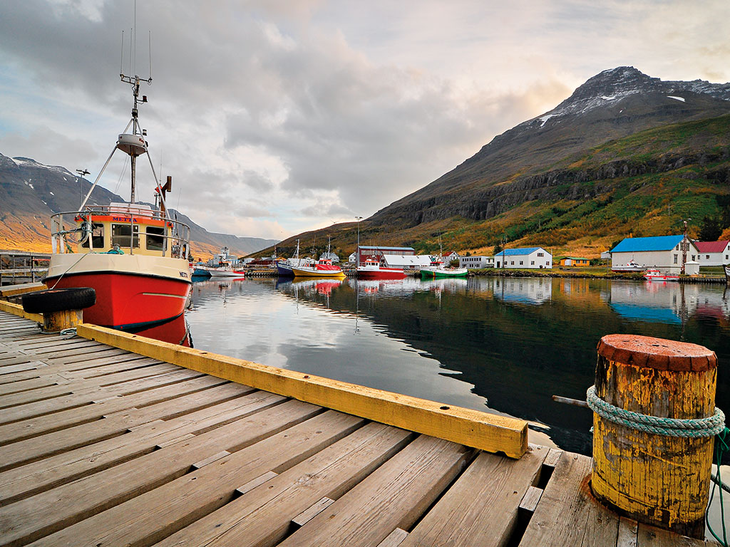Fishing boats, Seydisfjordur Harbour. Fish and fishery products remain Iceland’s most profitable exports