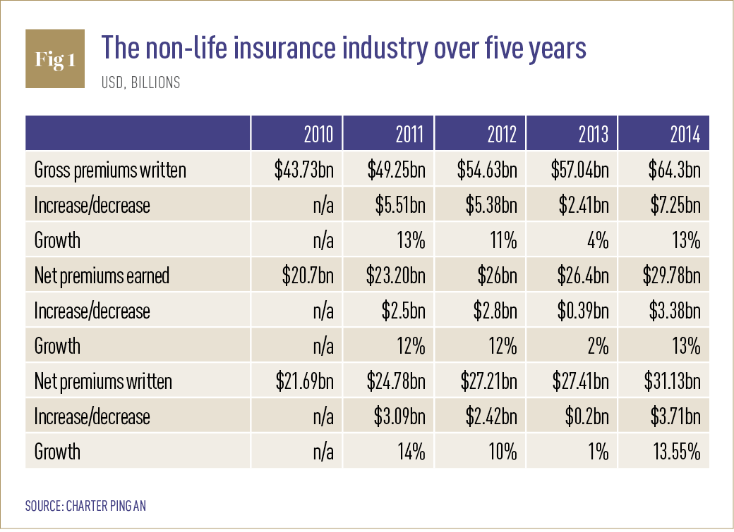 Non-life insurance industry over five years
