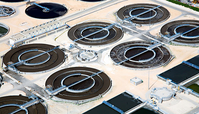 Aeration basins at the As Samra Wastewater Treatment Plant