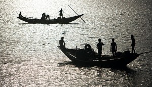 Fishing boats in the Sundarbans National Park, Bangladesh