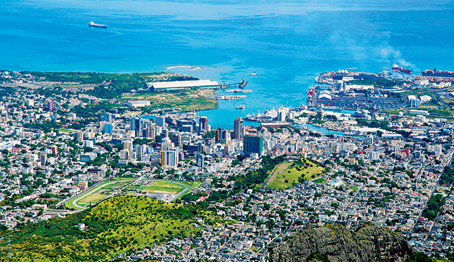 An aerial view of Port Louis