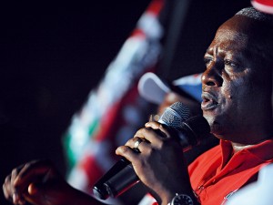 Ghana President John Mahama speaks to supporters during a presidential rally