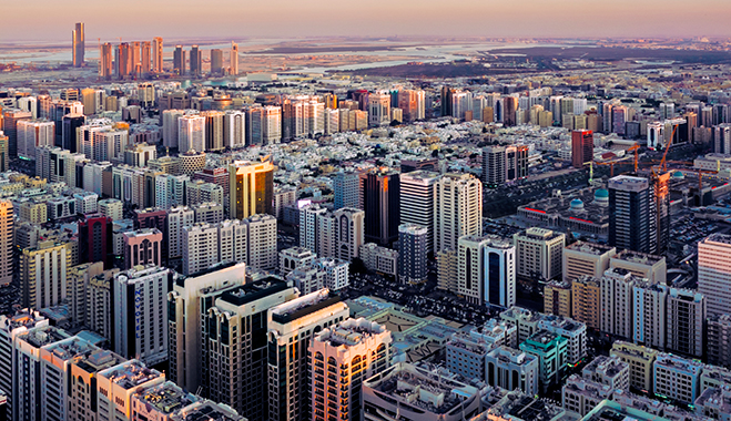 A view over Abu Dhabi, where Union National Bank is based. The bank strongly believes that investments in the UAE's non-oil sectors are essential to ensure a sustainable future for the region's economies