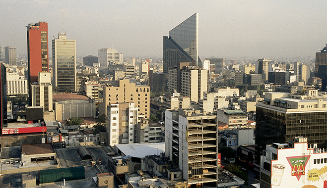 Mexico City’s financial district. The Mexican bond market has space to over-perform against international debt markets