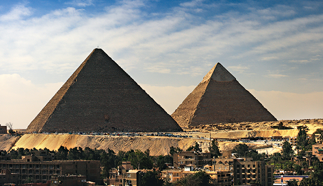 The Pyramids at Giza, where construction has increased due to overcrowding