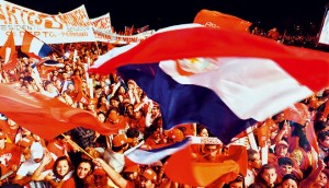 Supporters of Colorado Party candidate Horacio Cartes at a campaign event ahead of last year's presidential elections. Paraguay, as a true practicing democratic country, is just 21-years-old