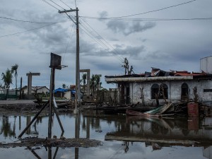 A basketball court is seen on April 16, 2014 in Tanauan, Leyte, Philippines