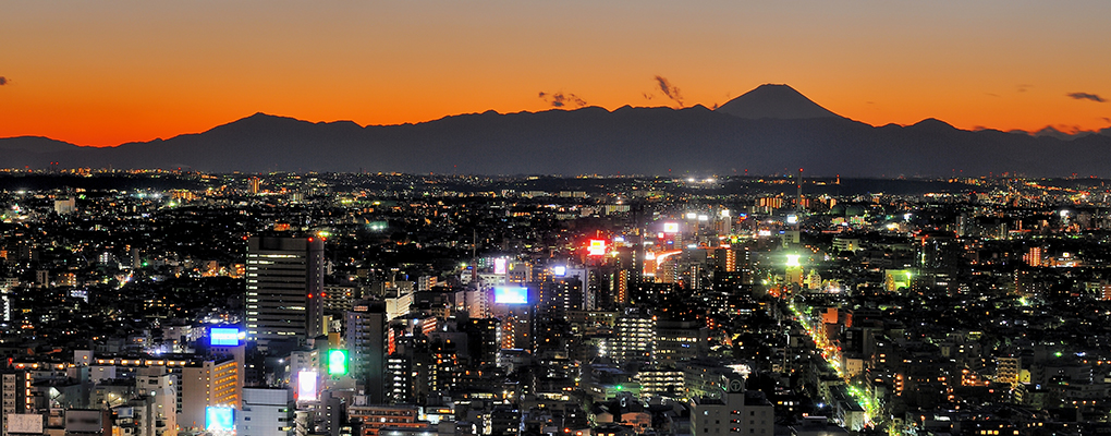 The cityscape of west Tokyo and Mount Fuji. Data shows Japan's exports have risen by 17 percent in January from the previous year, thanks to increased shipments of machinery, vehicles and electronics