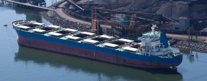 A ship carrying coal. The Baltic Dry Index, which tracks vessels like this, has dropped by three percent - a blow to those counting on the shipping market for economic growth