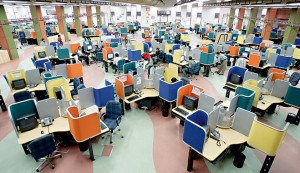 One of the many call centres located in the Indian city of Bangalore. The country has a large talent pool in terms of engineering and scientific minds, and yet has always struggled to capitalise on these