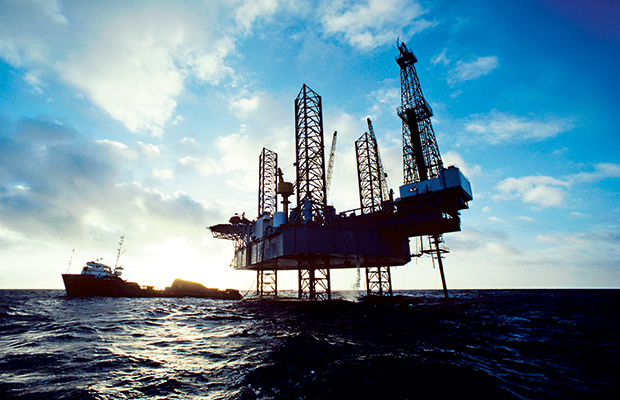 An offshore oil platform in the US. Many rigs have been shut down due to falling demand
