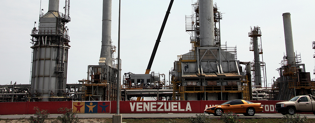 A Venezuelan oil refinery in the city of Moron. The country will be paying the Chinese government back for a $5bn loan through oil exports