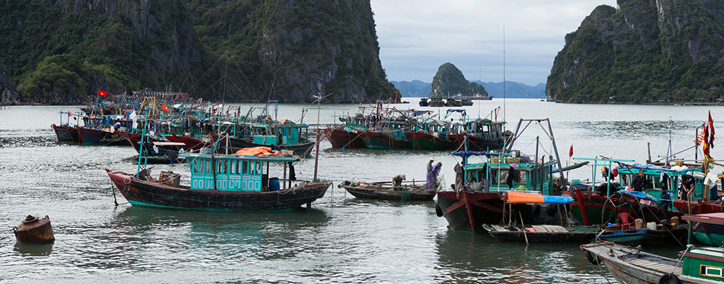 Business as usual: fishermen in Halong City, Vietnam. The country has relaxed its foreign investment rules to increase privatisation in the country