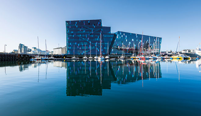Harpa concert hall, Reykjavik. Funded by Landsbanki pre-crisis, the building looms as a reminder of the reckless behaviour of the country’s banks