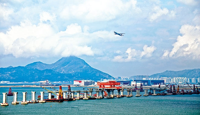 The construction site of the Hong Kong-Zhu Hai-Macau Bridge. The city plays a critical role in China's banking sector