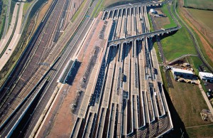The Channel Tunnel lorry terminal. The project was 80 percent over budget for construction