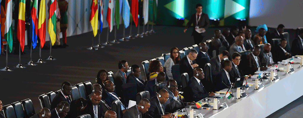 Leaders meet at the 2015 India-Africa Forum Summit. Economic ties between the two countries declined since the Cold War era, but Modi is hoping to rectify that