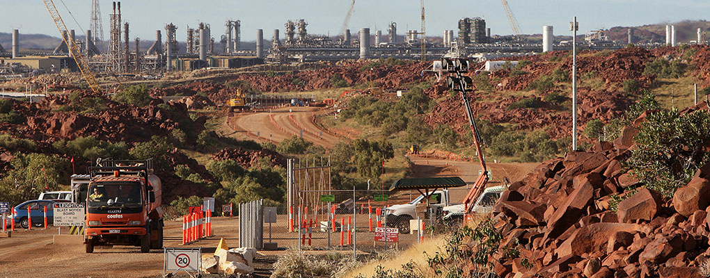 Woodside Petroleum's Pluto development in Western Australia, in June 2008. As a result of falling commodity prices, Woodside has shelved its most recent project in the Browse Basin.