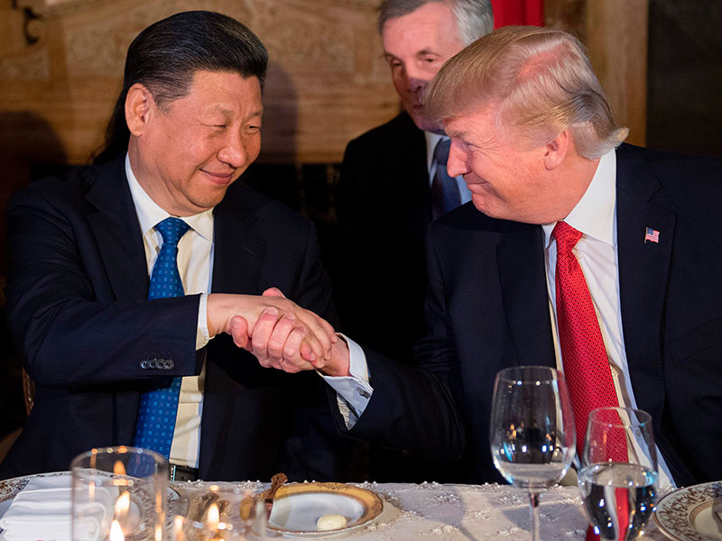 Chinese President Xi Jinping and US President Donald Trump meet at Trump's Mar-a-Lago estate in West Palm Beach, Florida
