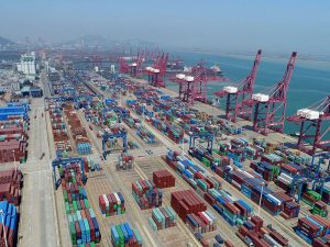 A container terminal in Lianyungang, Jiangsu Province of China. China has lifted 27 restrictions on foreign investment in its free-trade zones