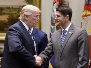 US President Donald Trump and Speaker of the US House of Representatives Paul Ryan. Ryan has reaffirmed Trump's commitment to imposing major tax reforms by the end of 2017