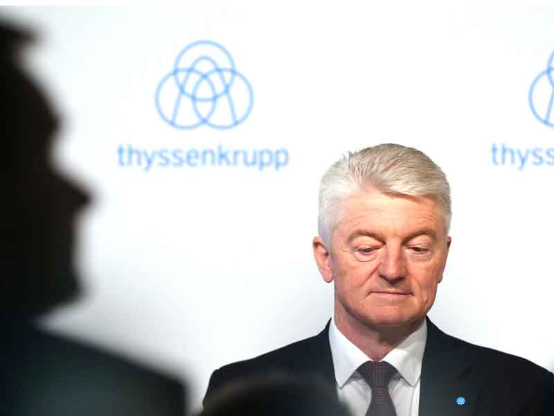 Heinrich Hiesinger, CEO of ThyssenKrupp, announced the merger with Tata at press conference in Germany