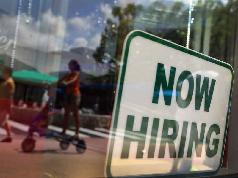 The number of job openings in the US reached a record high of 6.14 million in July
