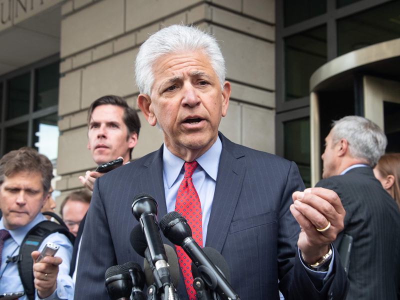 Daniel Petrocelli, attorney for AT&T and Time Warner, addresses the press after a court ruled that the merger between the two companies could go ahead