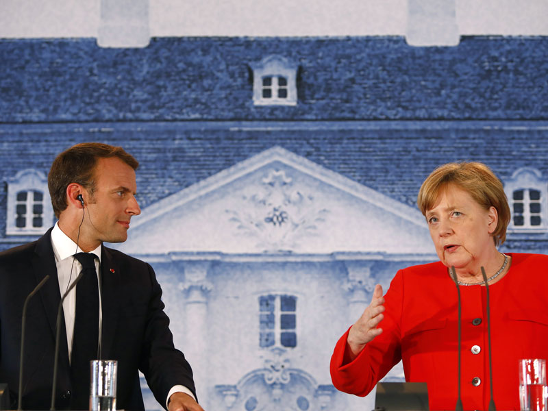 Chancellor Merkel and President Macron announce their Eurozone budget proposal during German-French government consultations