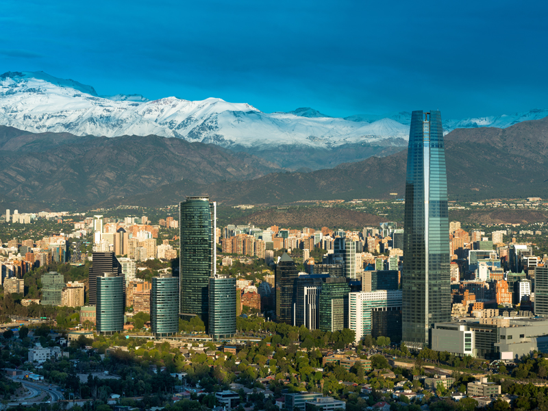 Santiago, the capital of Chile. The South American country is renowned for its strong financial services sector and its market-orientated economy