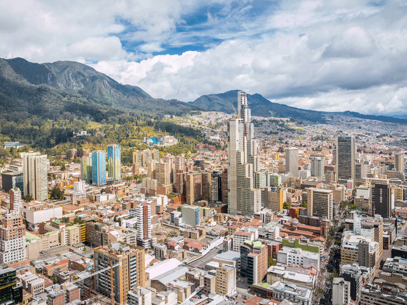 Bogota, Colombia. The country's economy was given a boost by the election of pro-market president Iván Duque who's vow to cut corporation tax is expected to attract foreign investment