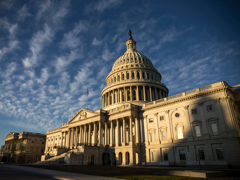 The U.S. Capitol building, Washington DC. The Democrats were able to seize control of the House of Representatives in the midterm elections, while the Republicans kept their grip on the Senate