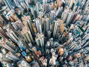 Aerial view of high rise housing in Hong Kong, the least affordable place in the world