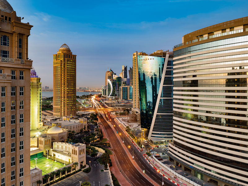 The Ooredoo Tower in Doha, Qatar