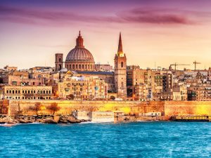 Marsans Harbour at sunset, Valletta, Malta