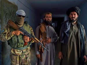 Members of the Taliban pictured on the outskirts of Kabul, Afghanistan