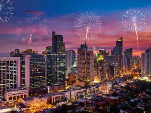 Fireworks on the Manila skyline, Philippines